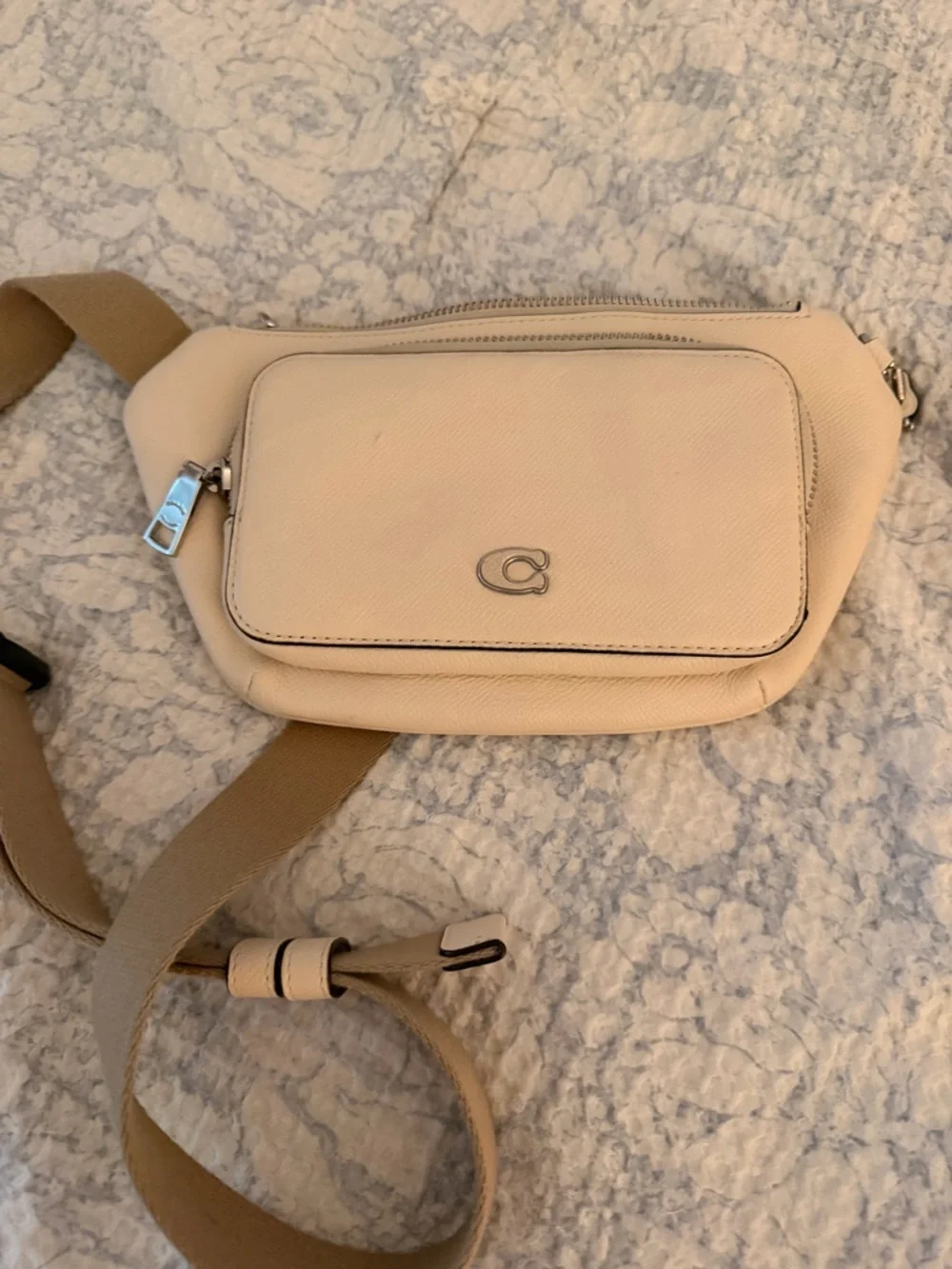 Coach Cream Pebbled Leather Crossbody Belt Bag - Picture 1 of 1